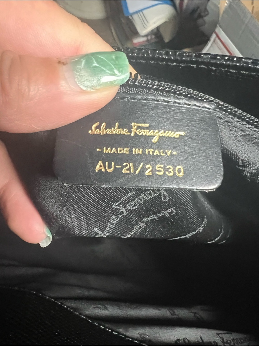 Salvatore Ferragamo Black Leather Tote with Gold Accent - Picture 3 of 4